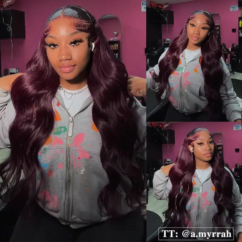 Sale | @bigekane Recommend Glueless Dark Purple 7x6/13x6 FULL Lace Frontal Wig 16