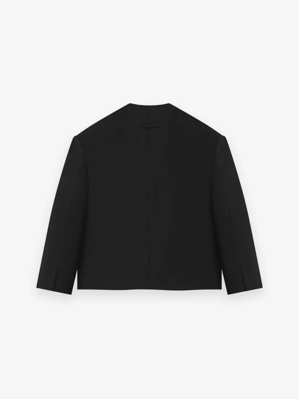 Wool Gabardine Cropped Lapelless Blazer