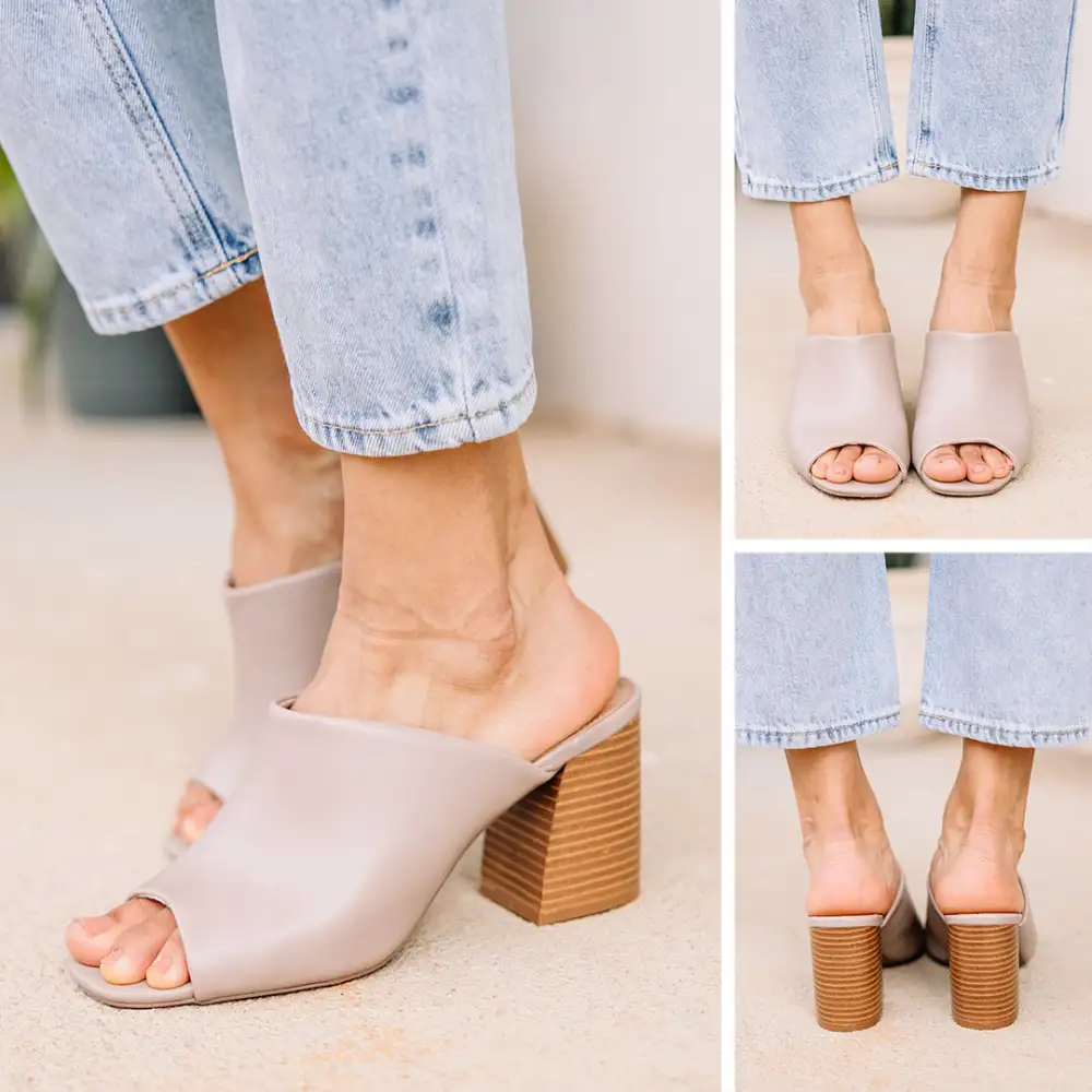 Give It Your All Taupe Brown Mule Booties