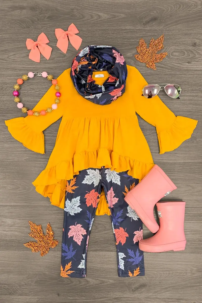 Fall Leaves Hi-Low Scarf Set