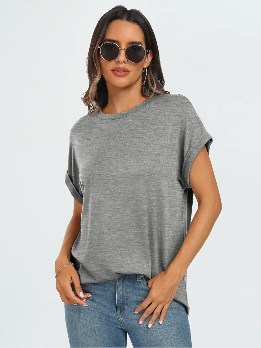 AUTOMET Women Tops Casual Basic T Shirts Loose Fit Crewneck Short Sleeve Summer Outfits