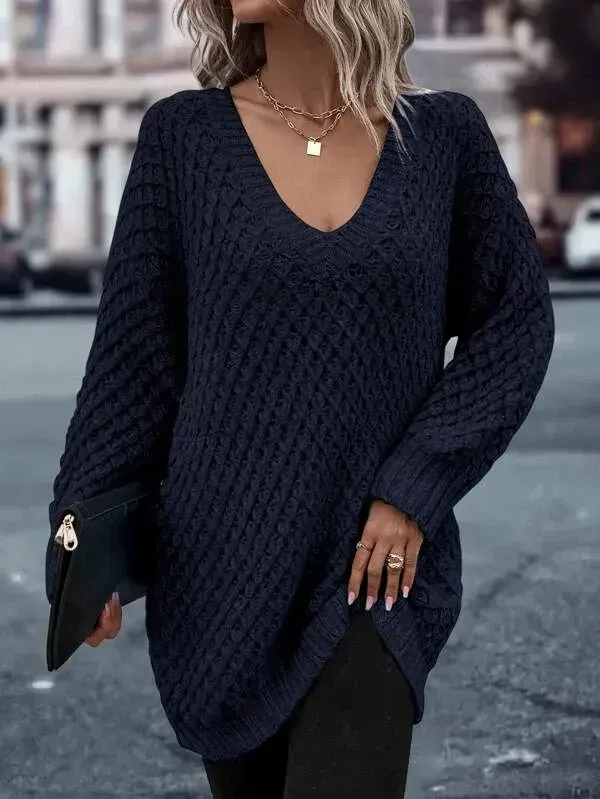 Solid Drop Shoulder Cotton Oversized Sweater