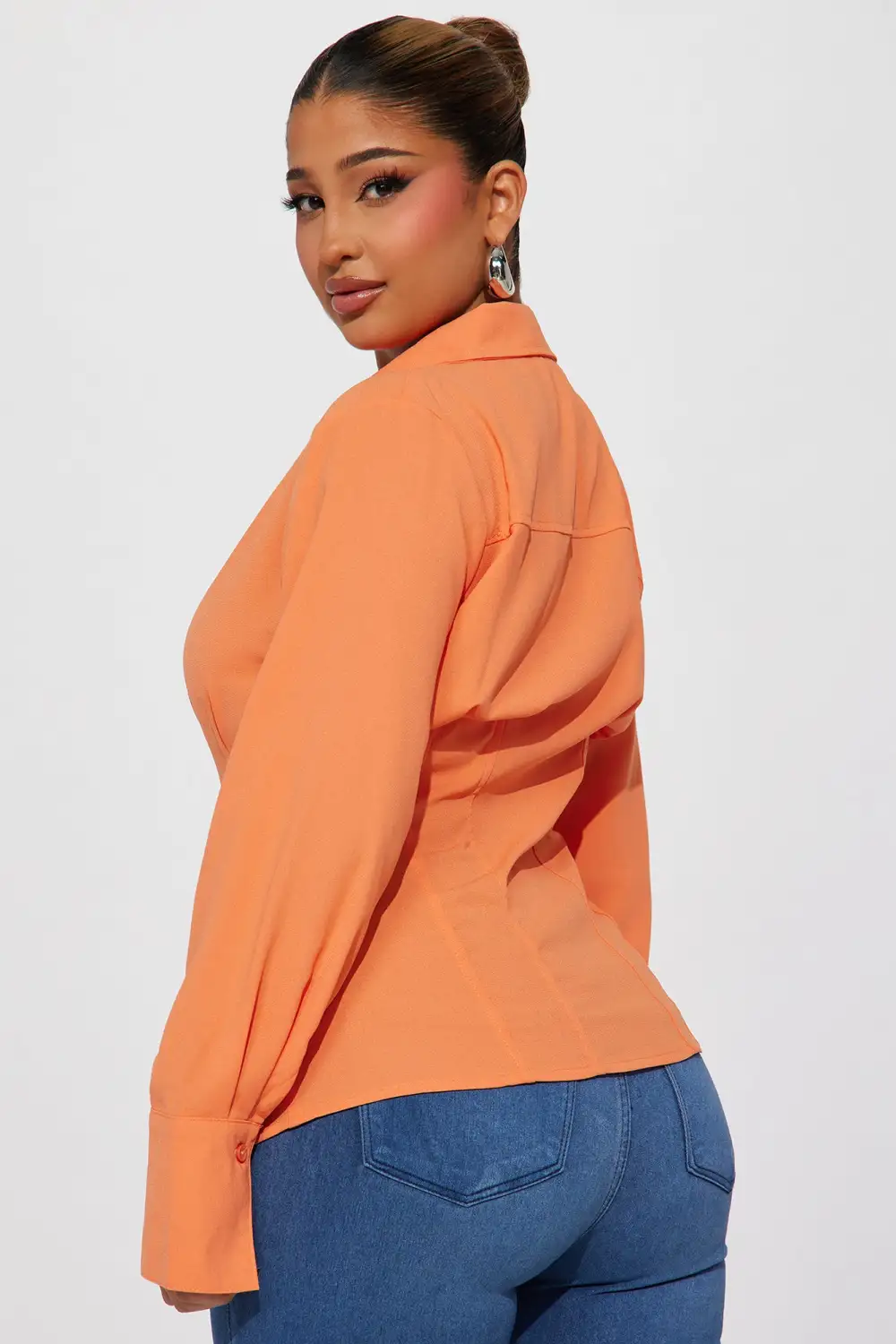Ellie Pleated Shirt - Orange