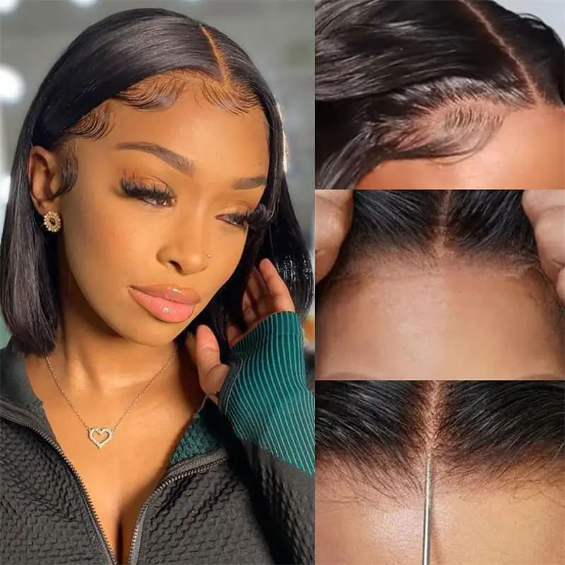 Pre Bleached Straight Wear Go Glueless Bob Wigs 7×6 /9×6 Bob Wigs Human Hair