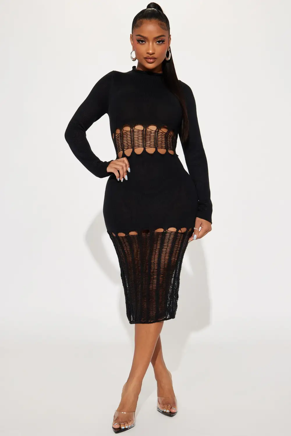 Tamara Sweater Midi Dress - Black