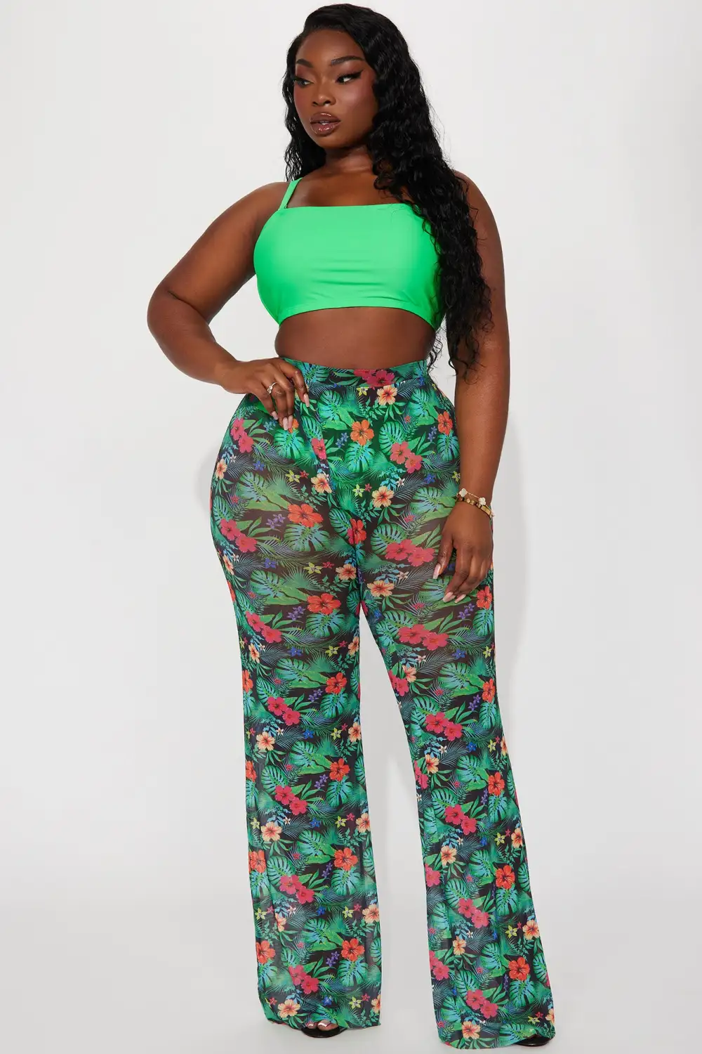 Sunshine See Through Cover Up Pant - Green/combo