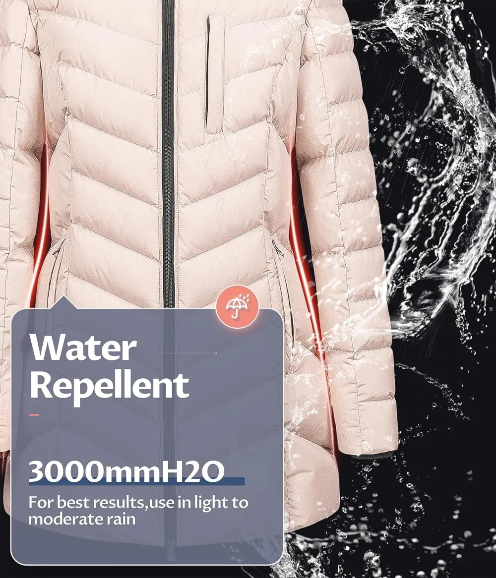 US Women's Winter Hooded Coat Waterproof Warm Long Puffer Jacket Parka