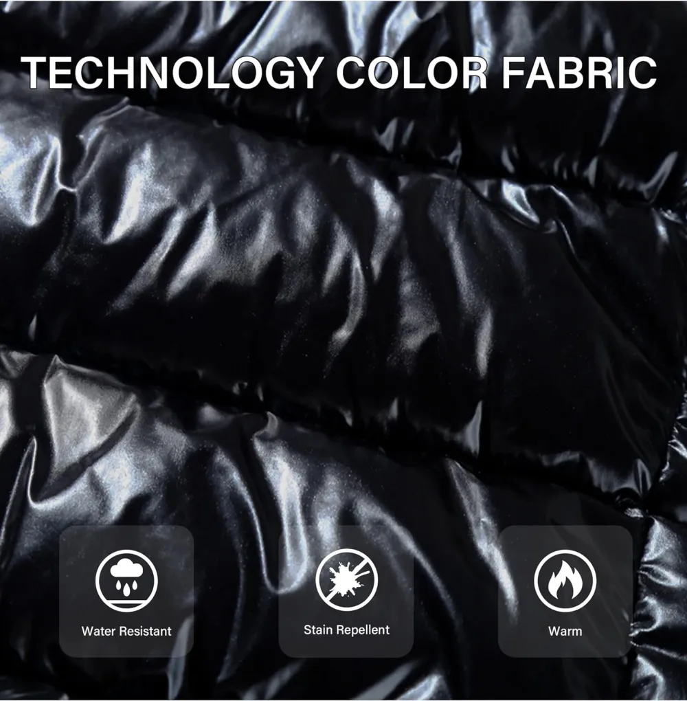 Womens Lightweight Puffer Jacket, Winter Coats for Women Warm Quilted Bubble Padded Hood Coat with Faux Fur Collar