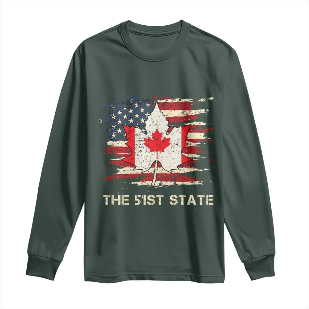 Canada The 51st State Long Sleeve Shirt Canadian Maple American Flag TS09