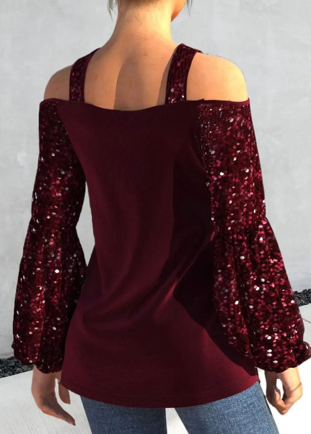 Plus Size Wine Red Long Sleeve T Shirt