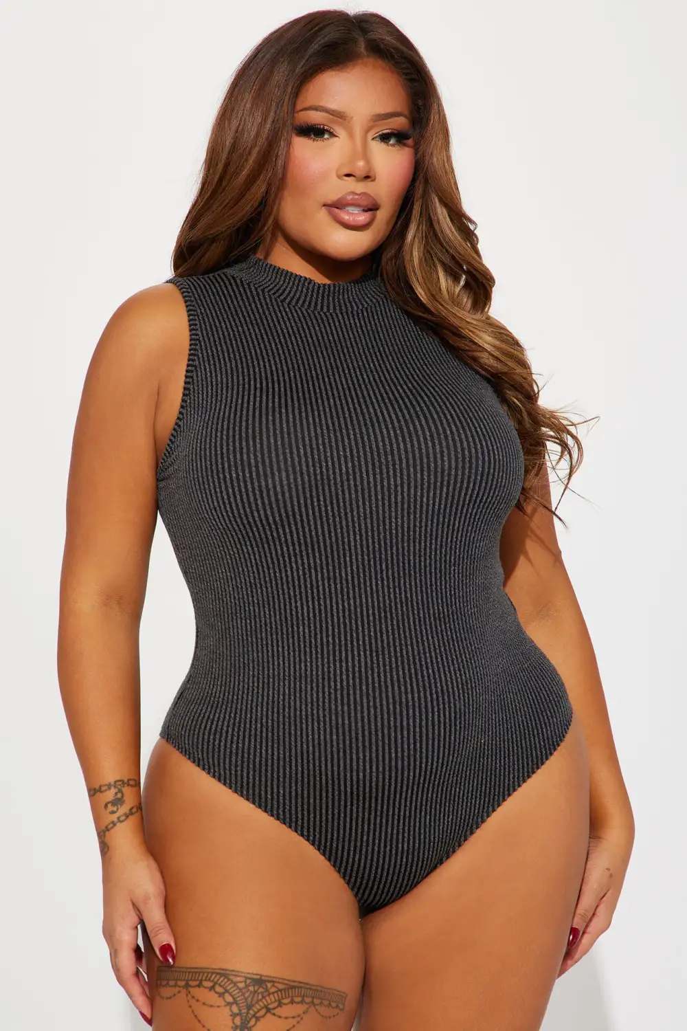 Denice Ribbed Bodysuit - Black