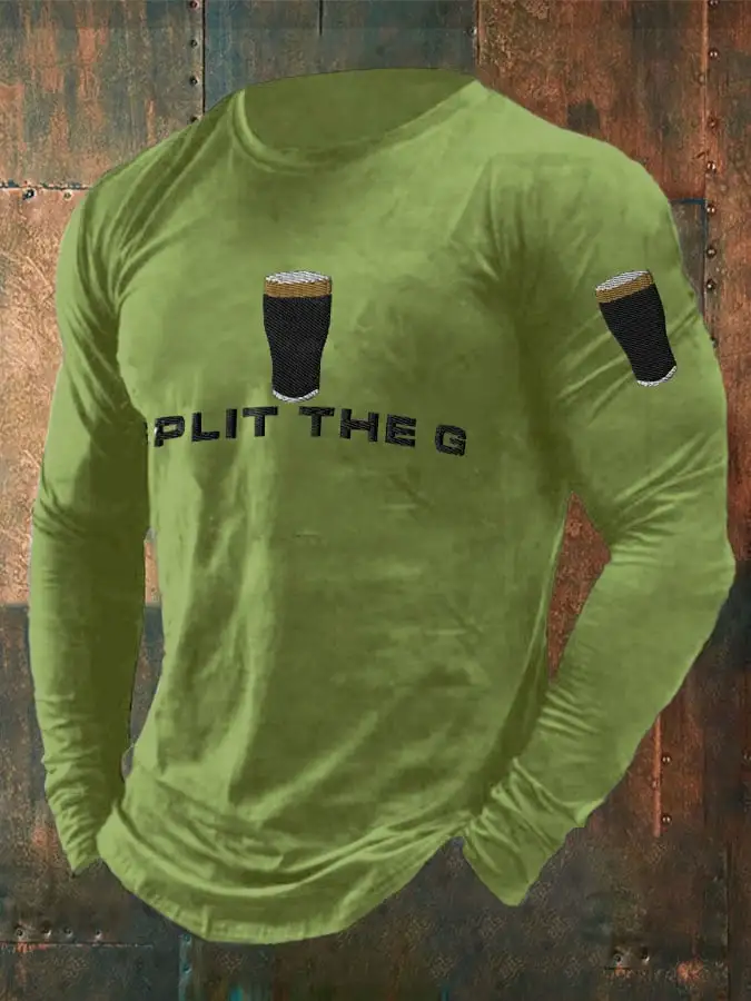 Men's Retro St Patrick's Day Split The G Guinness Beer Print T-Shirt