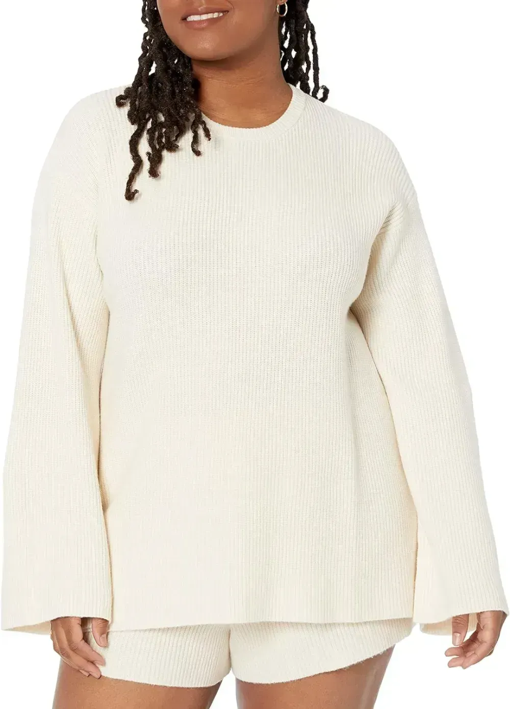 Women's Alice Crewneck Back-Slit Ribbed Pullover Sweater