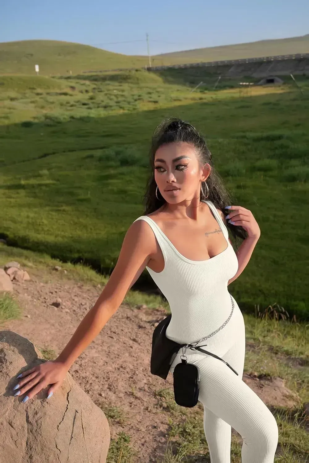 Women's Yoga Ribbed One Piece Tank Tops Rompers Sleeveless Exercise Jumpsuits