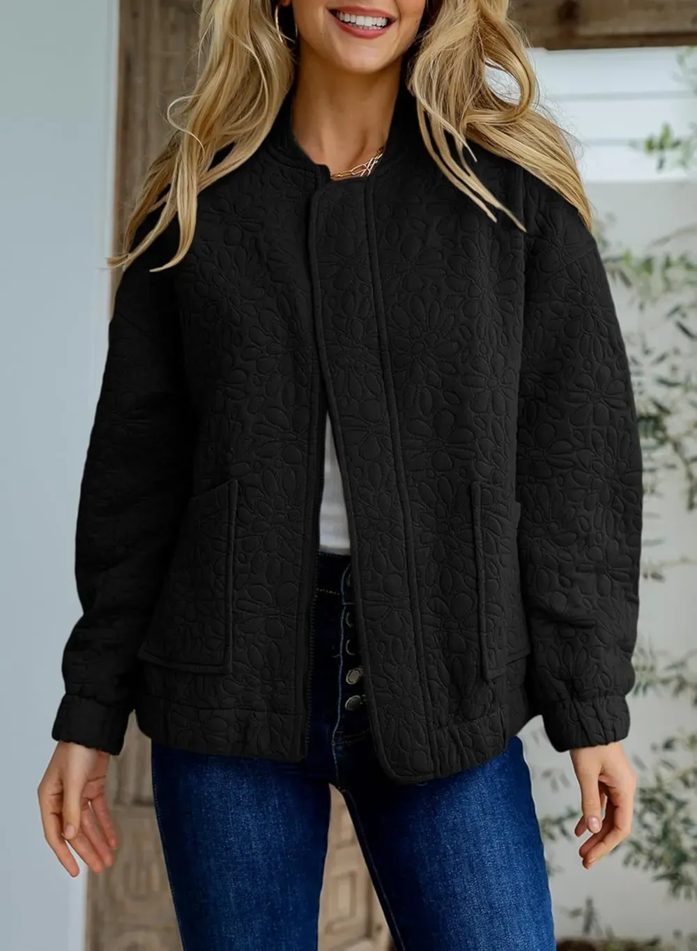 Jackets for Women Spring Fashion 2025 Cute Jacquard Coats Lightweight Zip Up Jackets Dressy Casual