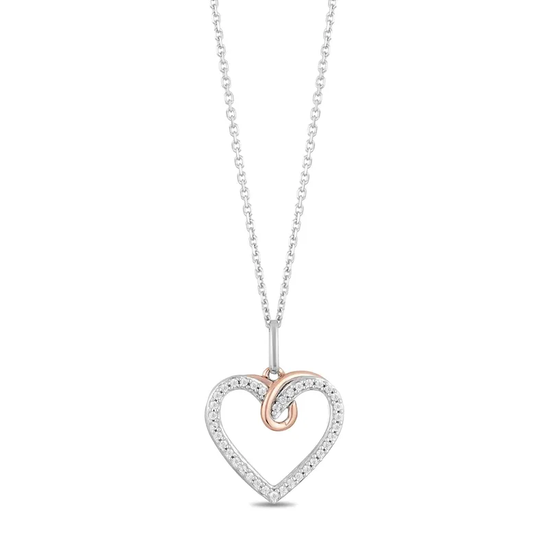 Hallmark Diamonds Heart Necklace 1/10 ct tw Sterling Silver & 10K Rose Gold 18