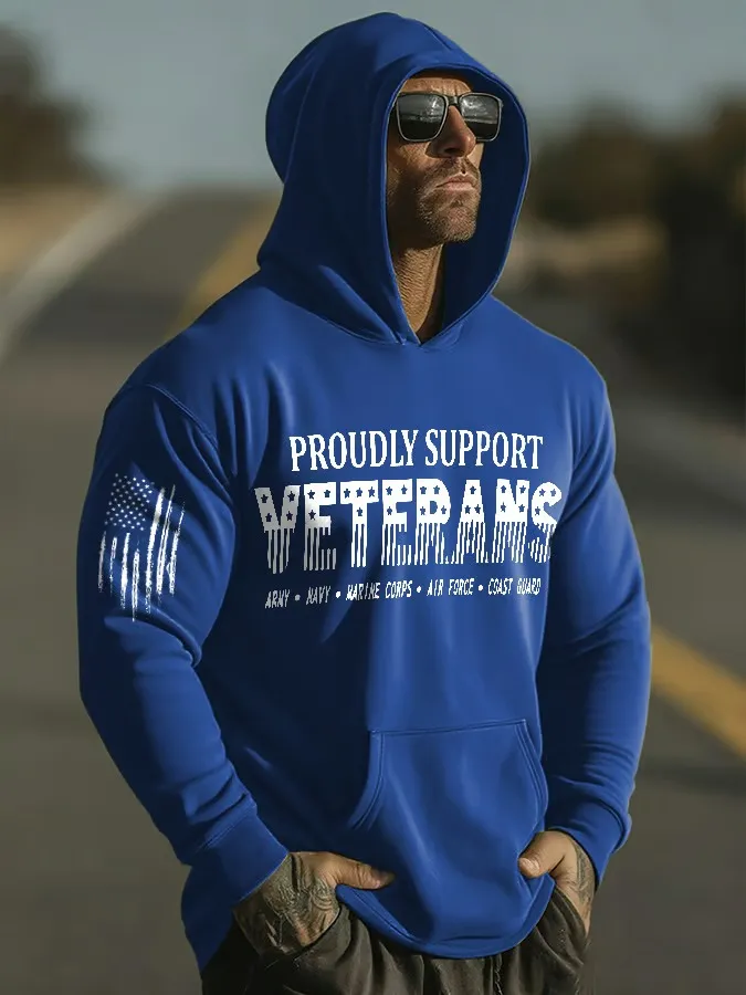 Men's Proudly Support Veterans Print Print Hoodie