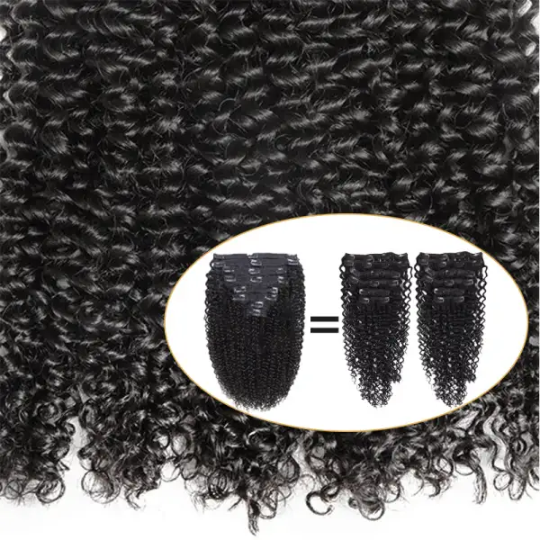 Double Drawn 3c/4a Curly Wave Clip In Hair Extensions Human Hair Clip Ins 120g 8pcs With 18 Clips