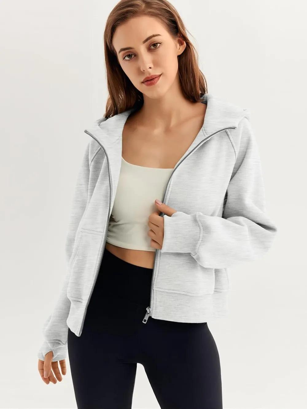 Womens Zip Up Hoodies Fleece Jackets Oversized Sweatshirts Fall Fashion Outfits 2024 Sweaters Winter Clothes