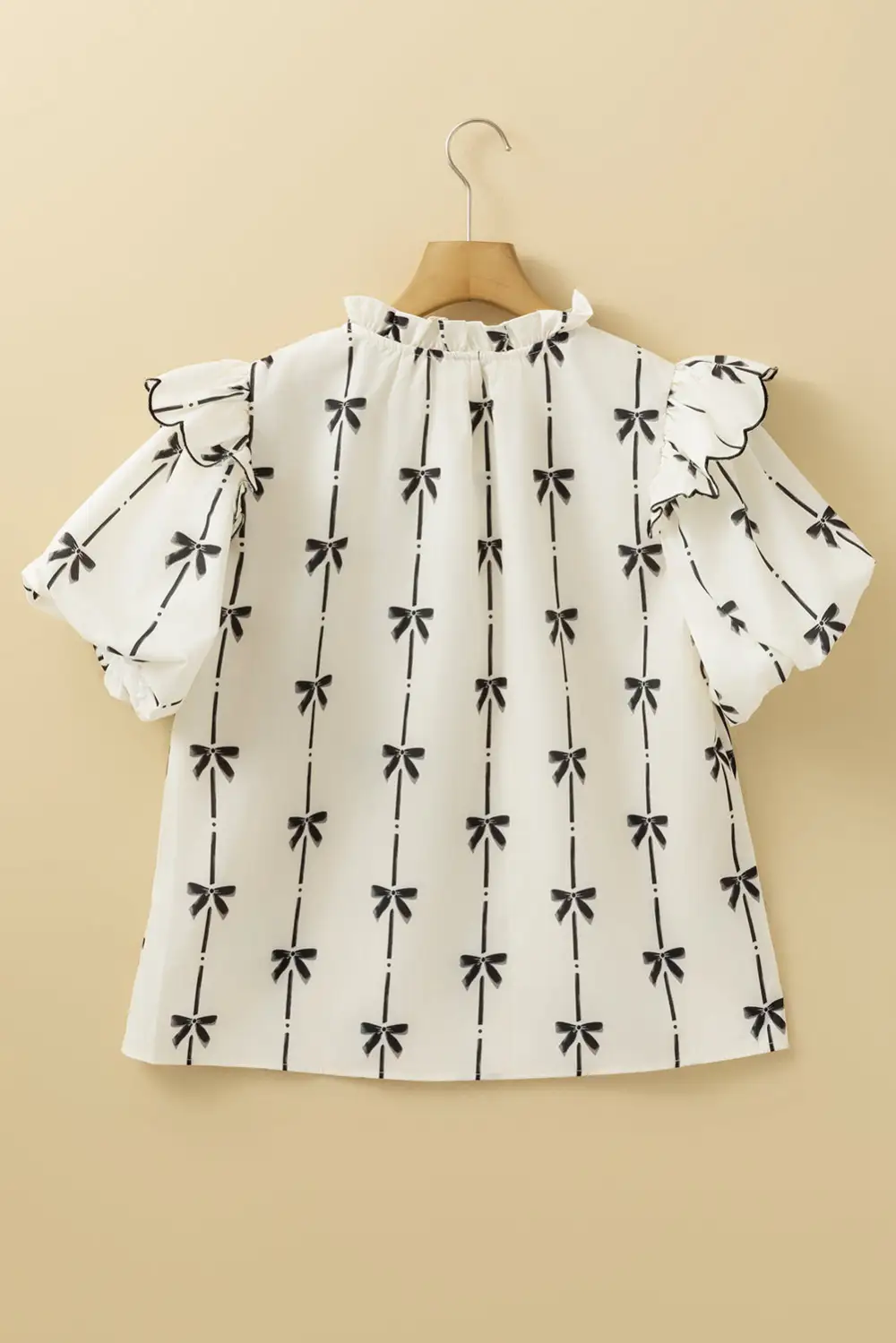 Everyday Striped Ruffled Bow Detail Blouse