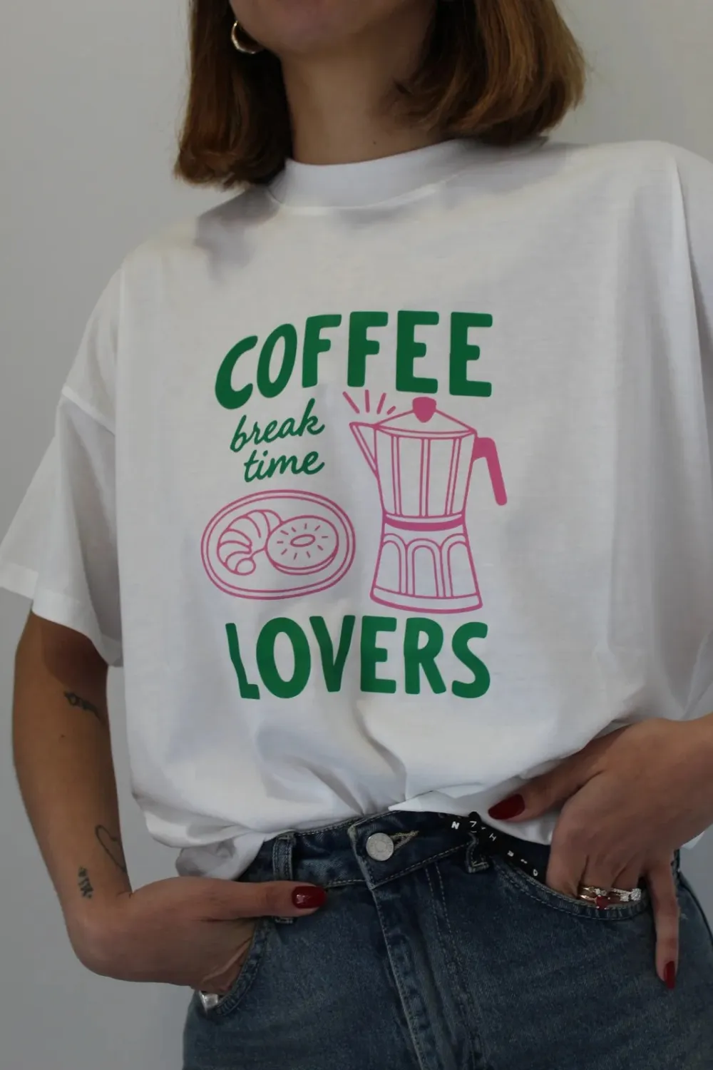 Light Drape Graphic Crewneck Cotton Tee Shape
