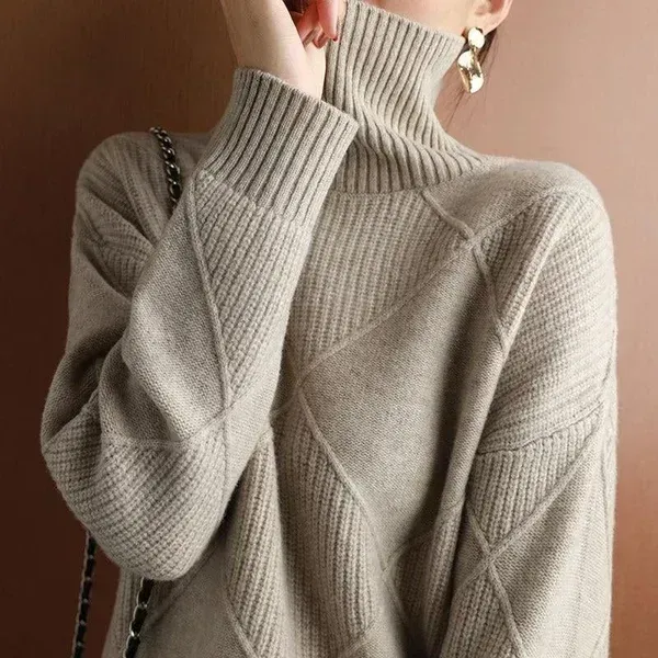 ??Loose Cashmere Turtleneck Sweater Cardigan-FREE SHIPPING
