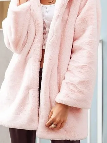 Casual Long sleeve Hoodie Loose Plain Teddy Jacket