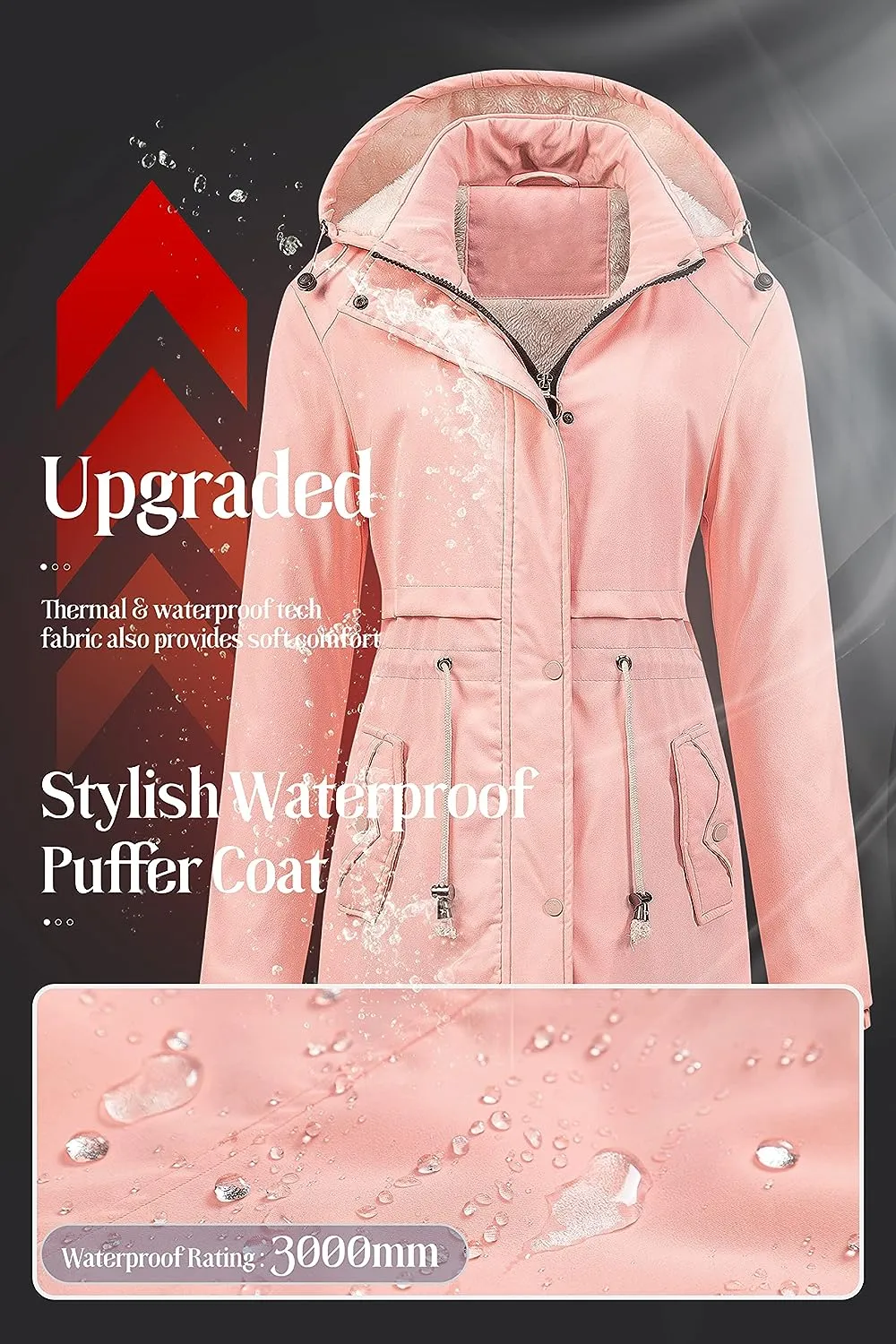 Women's Mid-Length Parka Winter Outerwear Jacket Soft Fleece Warm Snow Coat