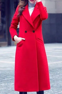 Lapel Double Button Long Coat
