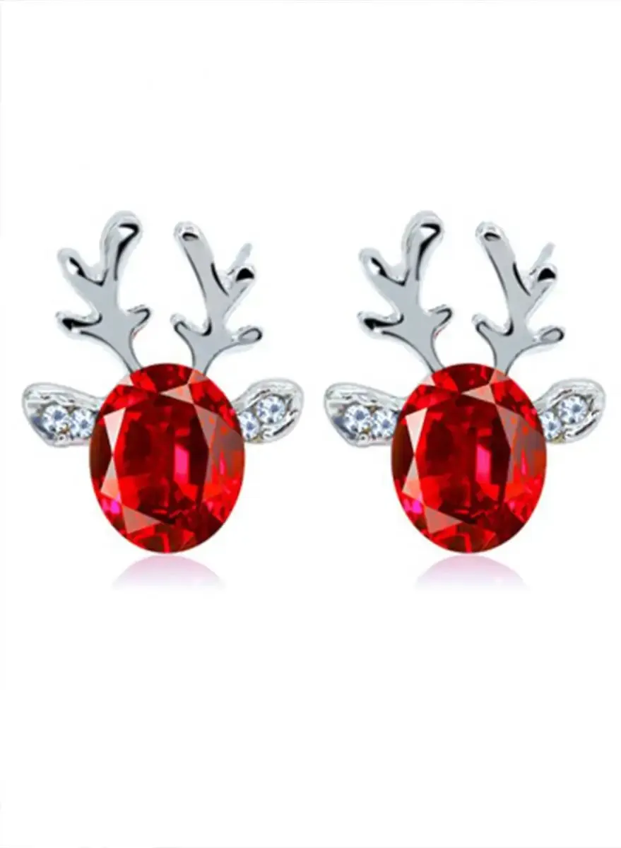 Christmas Crystal Jewel Antler Earrings