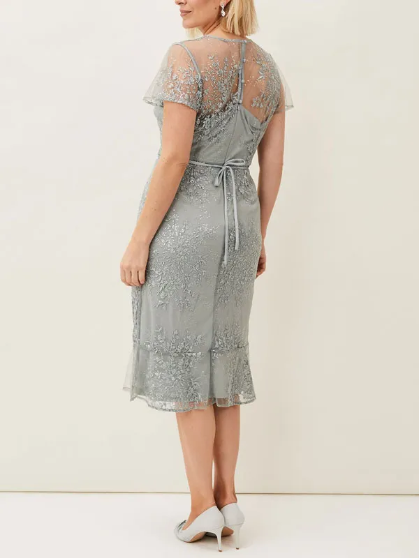 Exquisite Floral Embroidery Transparent Lace Women's Dress