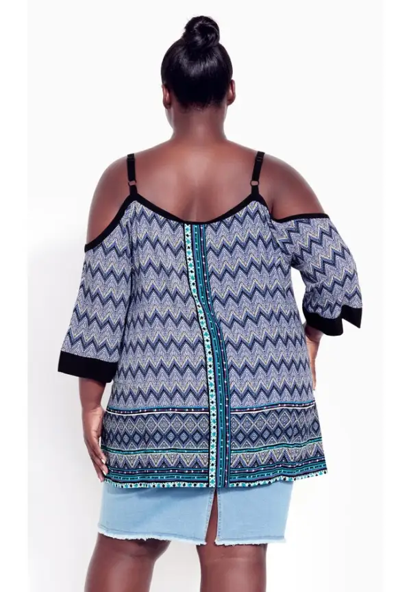 Daisy Cold Shoulder Border Top