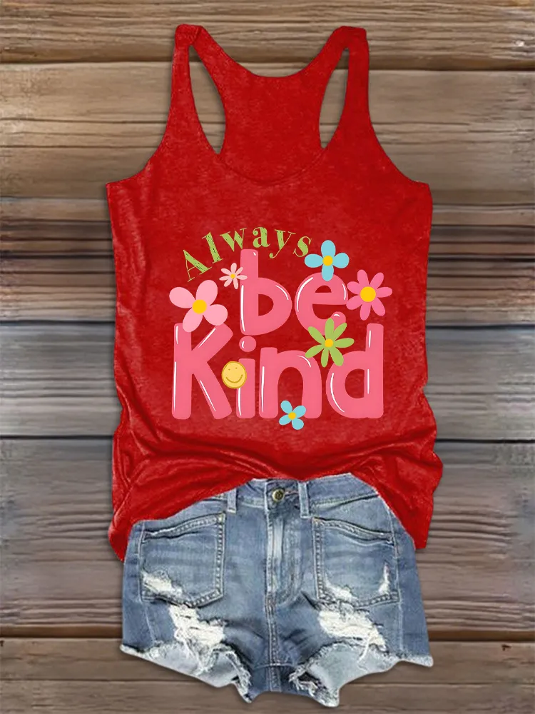 Women'S Round-Neck Sleeveless Vest Always Be Kind Prints