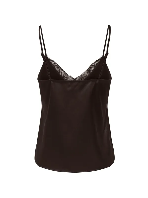 Lace Trim Satin Tank Top