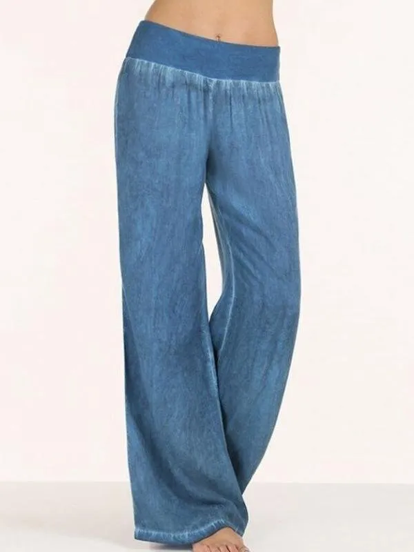 Large Casual Thin Denim Wide-leg Pants
