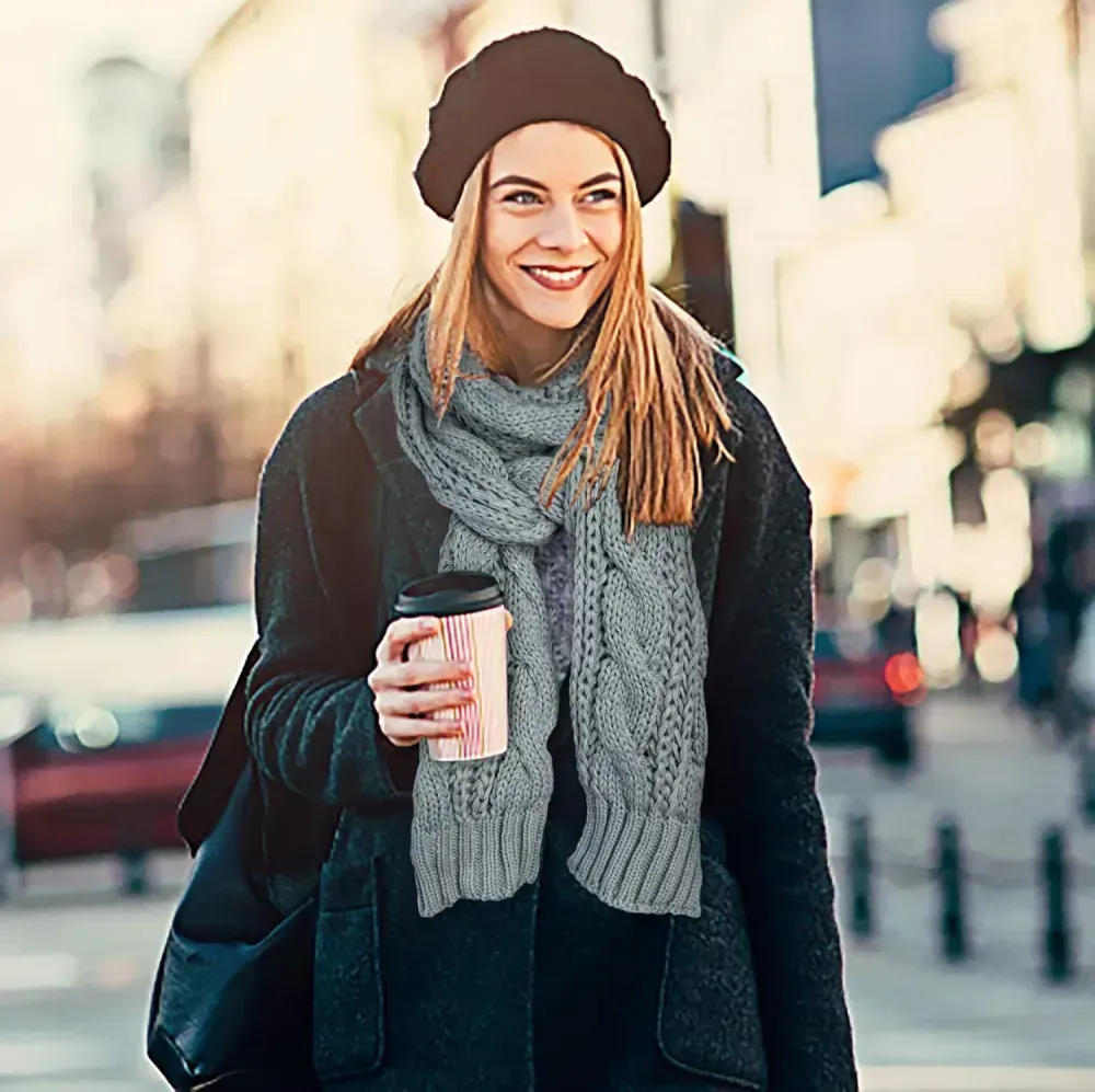 Women And Mens Winter Thick Cable Knit Wrap Chunky Long Warm Scarf