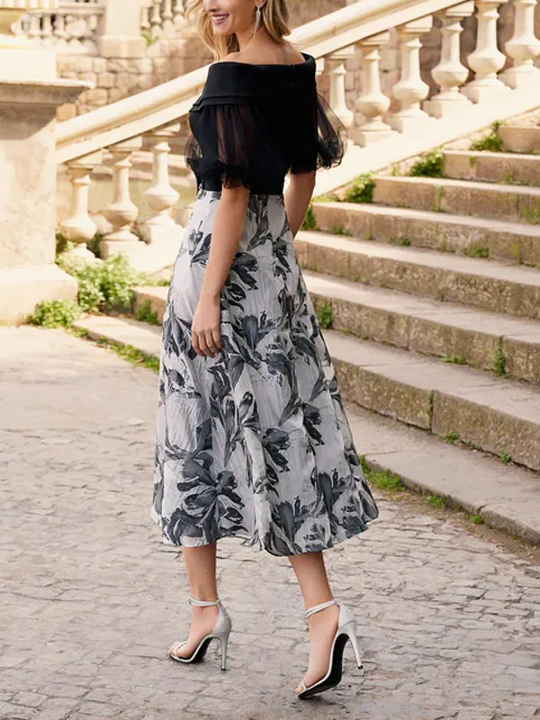 Regular Fit Cold Shoulder Elegant Party Midi Dress