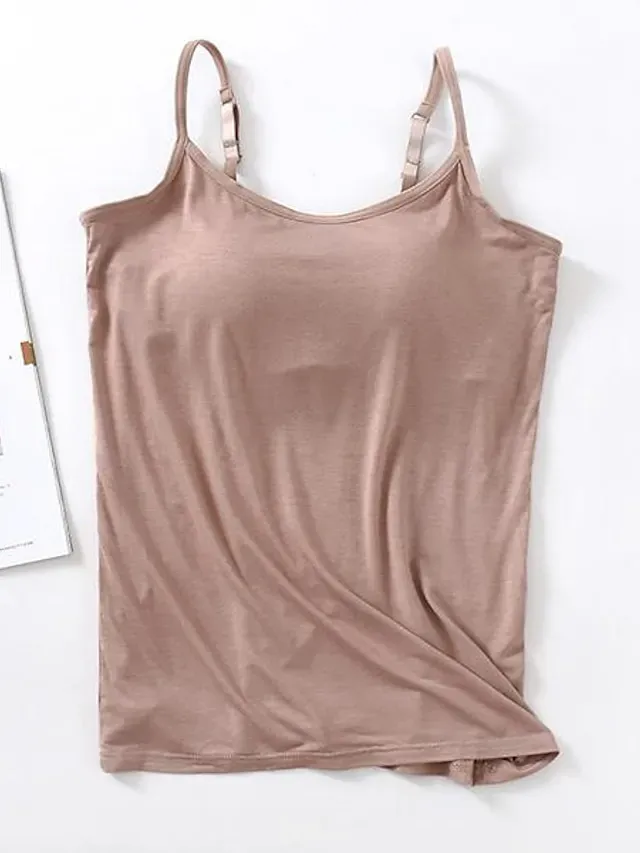 Women's Tank Top Basic Plain Regular Tops Sleeveless U Neck Regular Fit Casual Black White Pink Blue Khaki