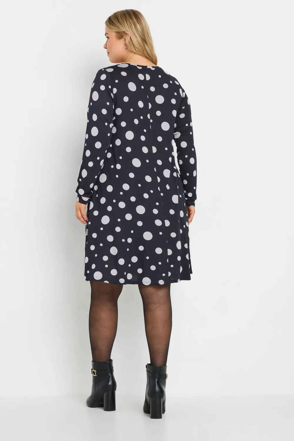 YOURS Curve Black Polka Dot Print Mini Dress