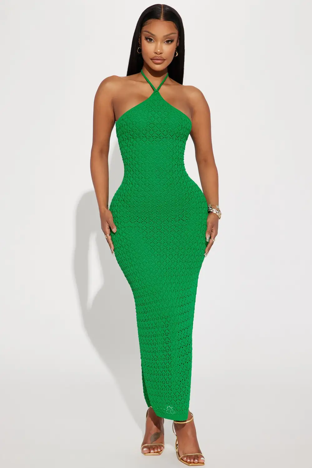 Pack Your Bags Crochet Maxi Dress - Green