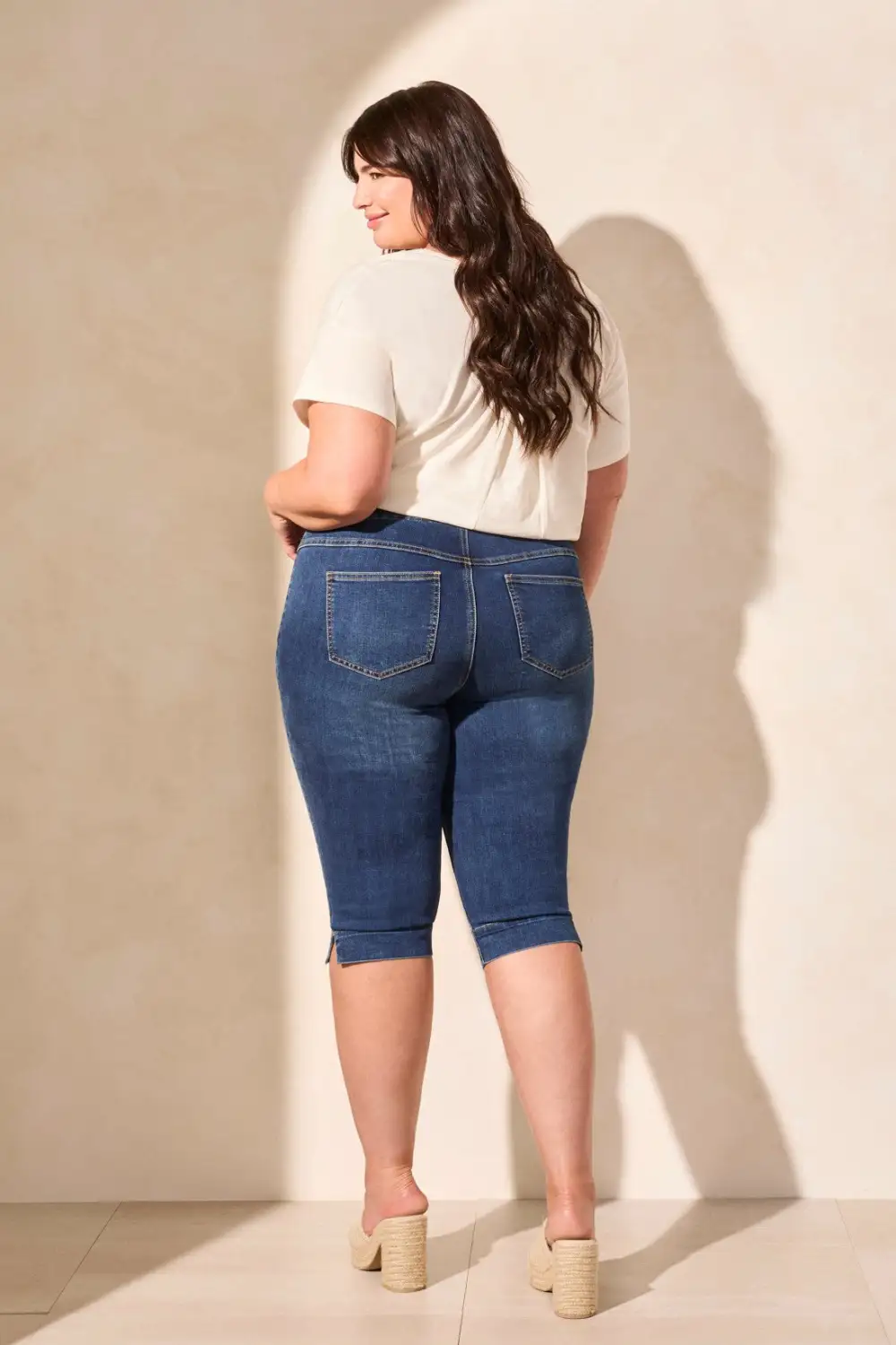 Audrey Comfort Stretch Pull-On Denim Shorts-Stormyblue