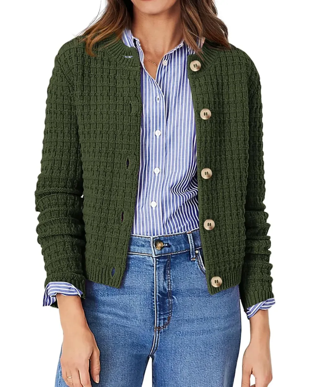 Women's Knit Cardigan Sweaters Casual Long Sleeve Open Front Button Down Trendy Jackets Outerwear