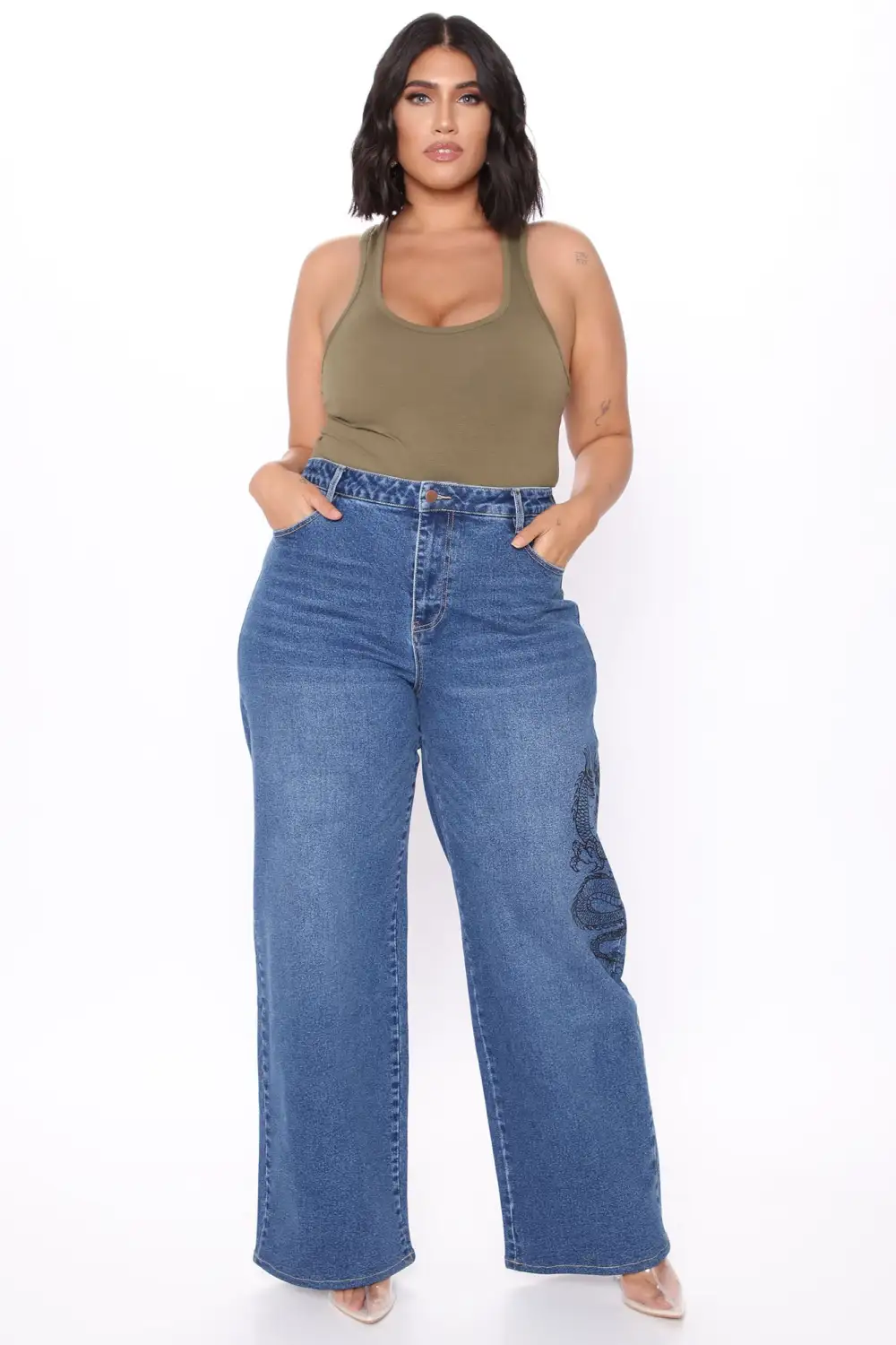 Divine Basic Tank Bodysuit - Olive