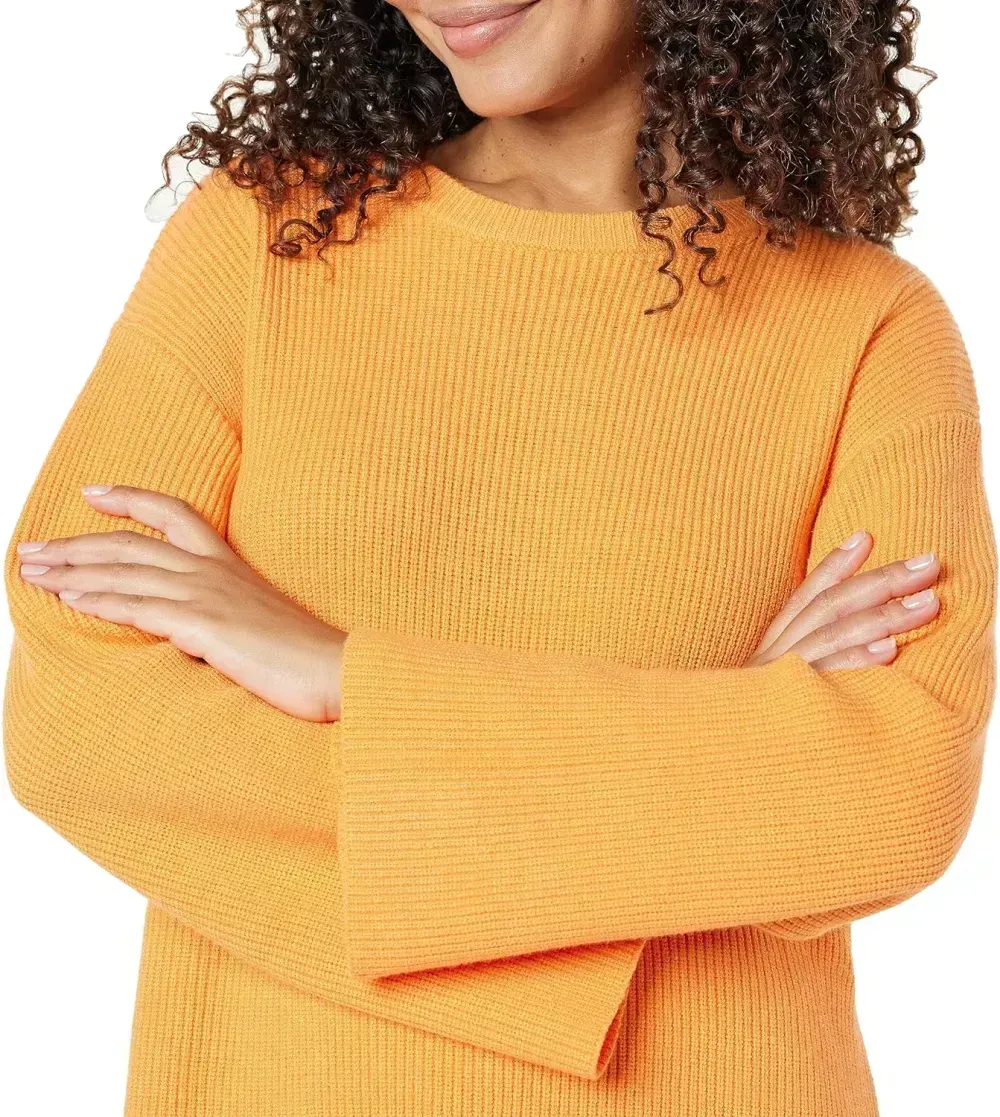 Women's Alice Crewneck Back-Slit Ribbed Pullover Sweater