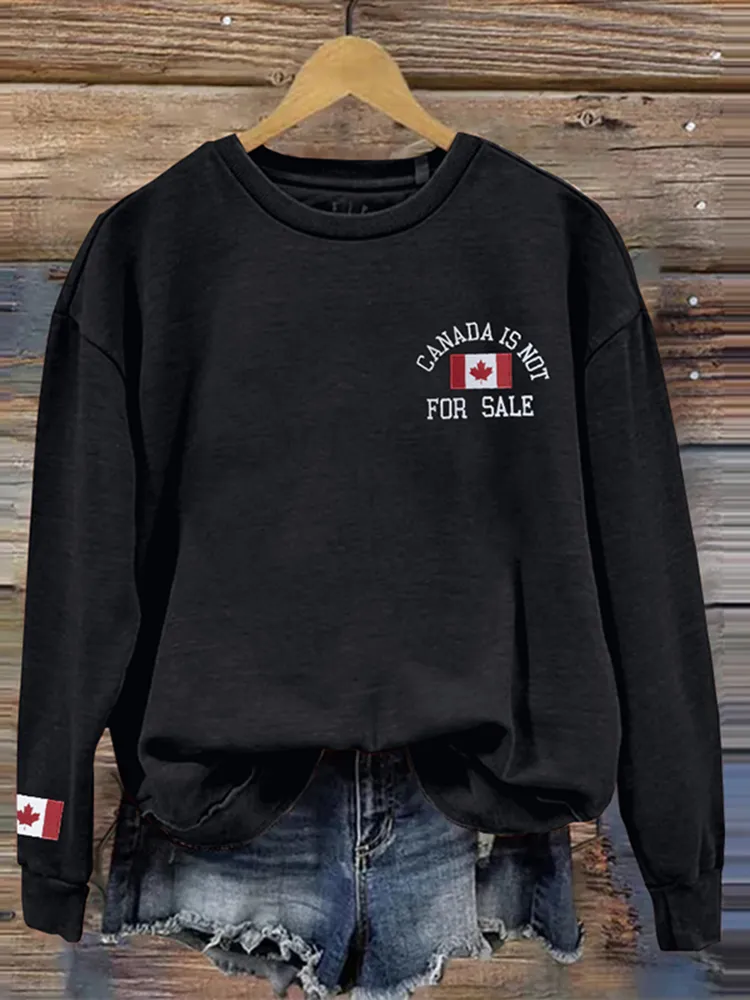 Women's Canadian Flag Embroidery Print Casual Sweatshirt
