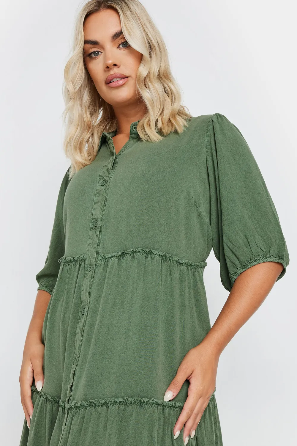 YOURS Curve Charcoal Grey Midi Shirt Dress