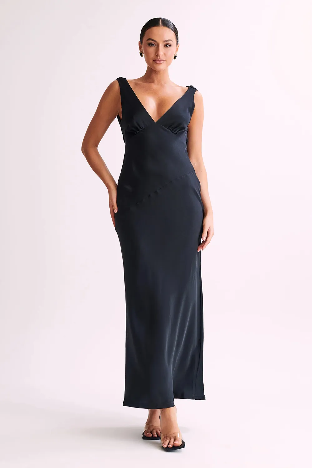 Maxi Satin Dress With Back Cowl