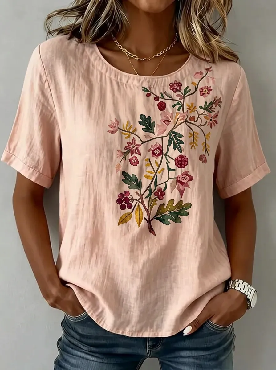 Women's Nashville Botanical Floral Printed T-shirt