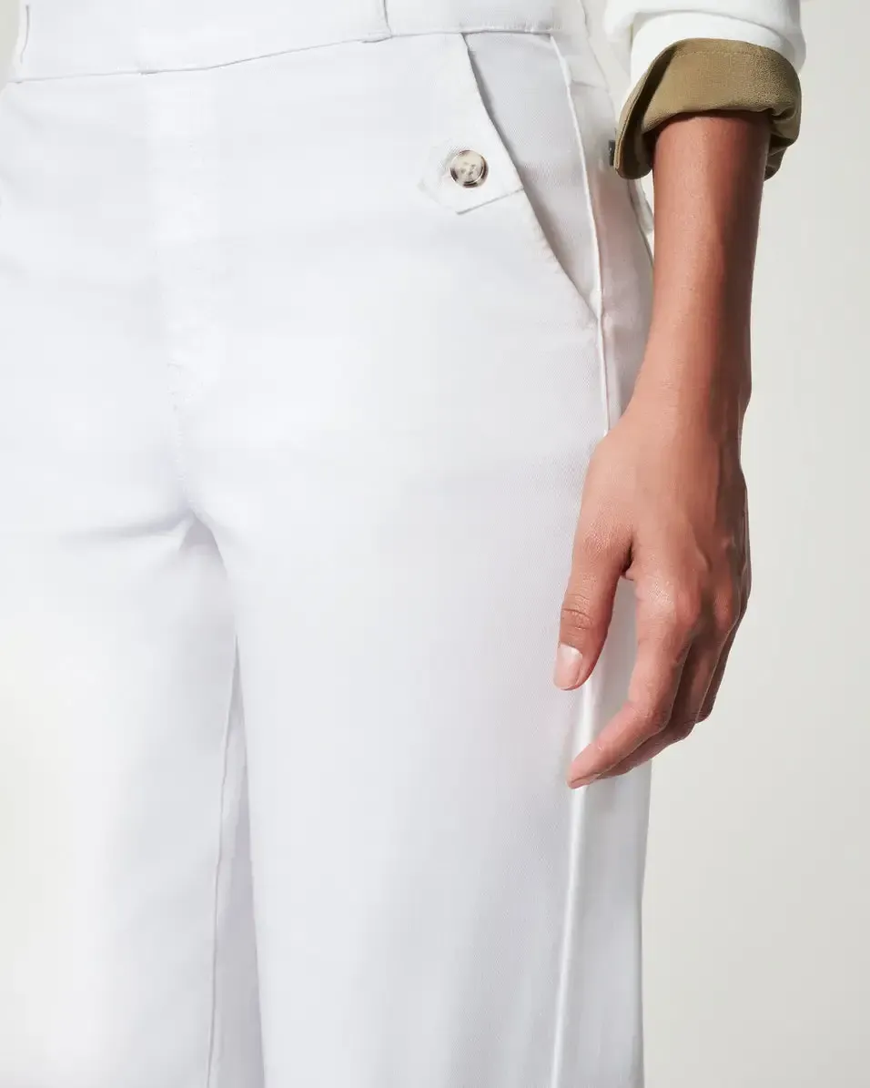 Stretch Twill Cropped Wide Leg Pant
