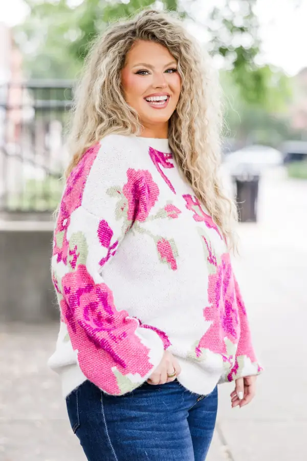 Cherry Blossoms Kisses Sweater, White